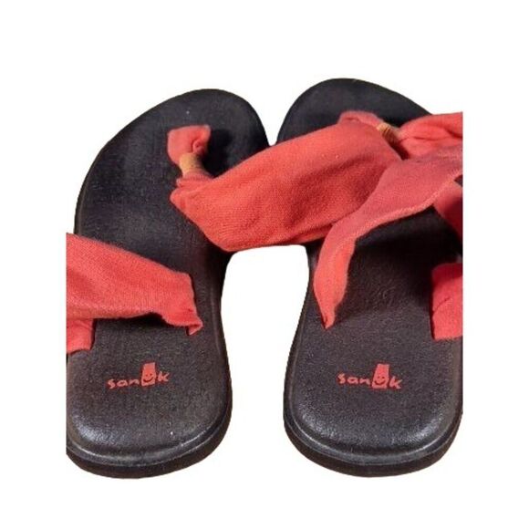 Sanuk Yoga Slingback Sandals Women Sz 8 Red Flat Boho‎ Summer - Picture 5 of 7